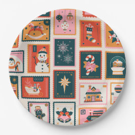 クリスマスオーナメントの郵便切手 ペーパープレート