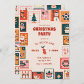 クリスマスオーナメントの郵便切手 招待状 (正面/裏面)