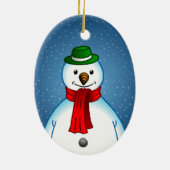 クリスマスオーナメントの陽気な雪だるま セラミックオーナメント (裏面)