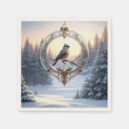 クリスマスオーナメントの鳥のナプキン スタンダードカクテルナプキン