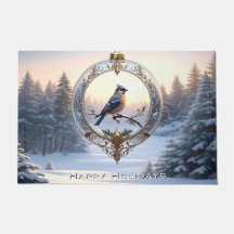 クリスマスオーナメントの鳥の玄関マット