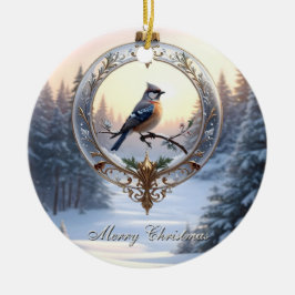 クリスマスオーナメントの鳥 セラミックオーナメント