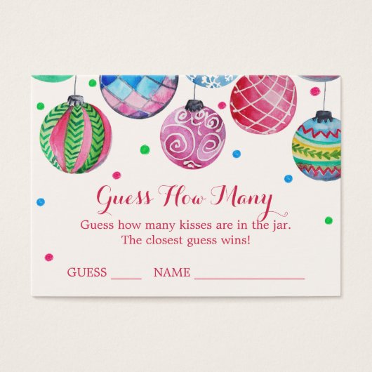 クリスマスオーナメントはカードの数を推測するキス (正面)