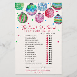 クリスマスオーナメントは彼女がゲームを言った