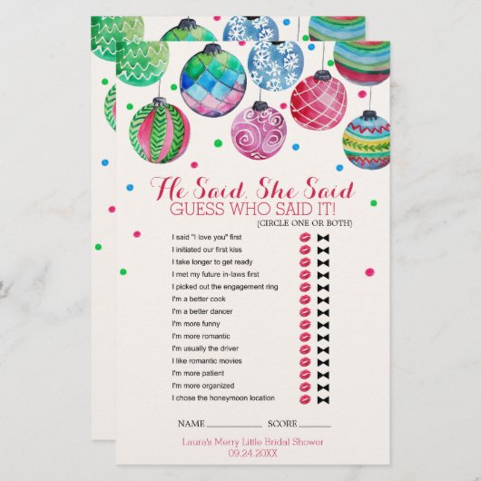 クリスマスオーナメントは彼女がゲームを言った (正面/裏面)