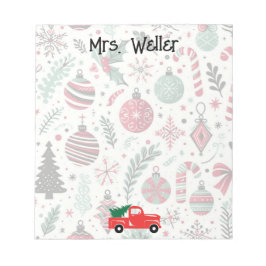 クリスマスオーナメントをモチーフにした名入れ ノートパッド