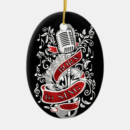 クリスマスオーナメントを歌うために生まれて下さい セラミックオーナメント (正面)
