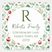 クリスマスオーナメントアドレスクラシックラウンドS スクエアシール (正面)