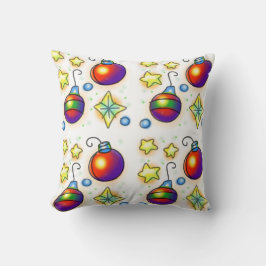 クリスマスオーナメントアンドスターズプリント クッション