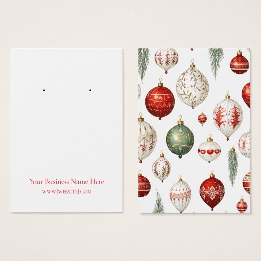 クリスマスオーナメントイヤリングディスプレイカード (正面&裏面)