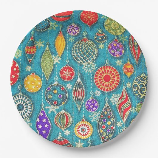 クリスマスオーナメントイラストレーション紙プレート ペーパープレート (正面)