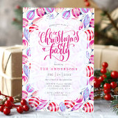 クリスマスオーナメントウォーターカラーパターンホリデイ 招待状