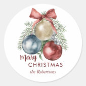 クリスマスオーナメントウォーターカラーホリデイ ラウンドシール (正面)