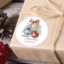 クリスマスオーナメントウォーターカラーホリデイ ラウンドシール