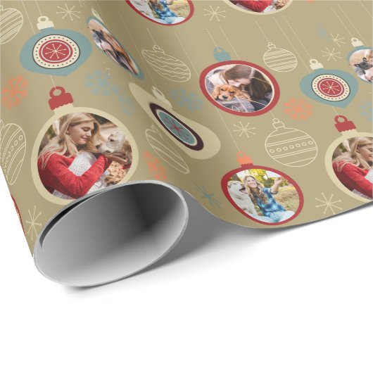 クリスマスオーナメントエレガントカスタム金ゴールド顔 ラッピングペーパー (ロールコーナー)