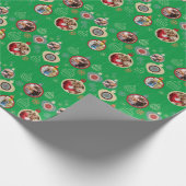 クリスマスオーナメントエレガントグリーンカスタム顔 ラッピングペーパー (角)