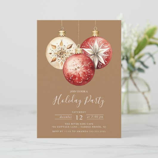 クリスマスオーナメントエレガントズホリデーパーティー 招待状 (スタンド正面)
