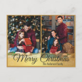 クリスマスオーナメントエレガント金ゴールドフレーム2写真 シーズンポストカード (正面)