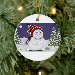 クリスマスオーナメントオリジナルデジタル雪だるまデザイン セラミックオーナメント