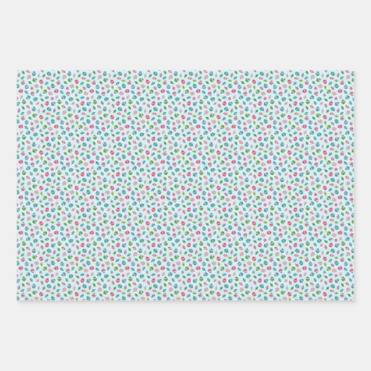 クリスマスオーナメントオンアクアレトロインスパイア ラッピングペーパーシート (正面3)