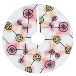 クリスマスオーナメントオン水彩(ばちゃばちゃ)跳ねる ブラッシュドポリエステルツリースカート