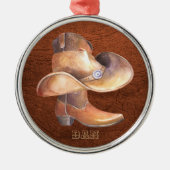 クリスマスオーナメントカウボーイハット&レザーのブーツ メタルオーナメント (正面)