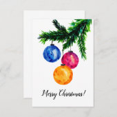 クリスマスオーナメントカラフルクリスマスカード サンキューカード (正面/裏面)