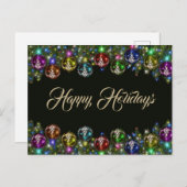 クリスマスオーナメントカラフルブラック ポストカード (正面/裏面)