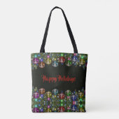 クリスマスオーナメントカラフルホリデーズブラック トートバッグ (裏面)