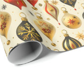 クリスマスオーナメントカラフル金ゴールドデザイン ラッピングペーパー (ロールコーナー)