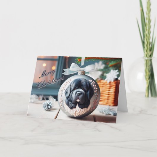 クリスマスオーナメントカードのニューファンドランドのランドセル シーズンカード (正面)