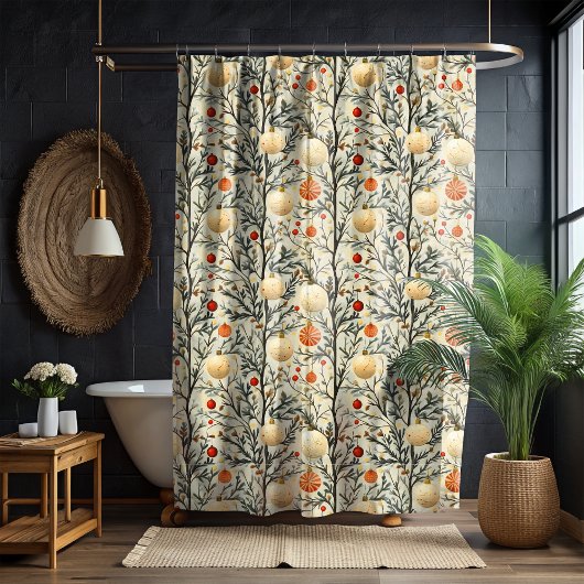 クリスマスオーナメントクラシックシャワーカーテン シャワーカーテン