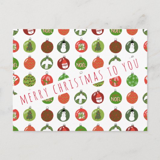クリスマスオーナメントクリスマスボールカスタムズホリデイ ポストカード (正面)
