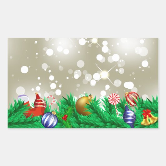 クリスマスオーナメントグリッター 長方形シール (正面)