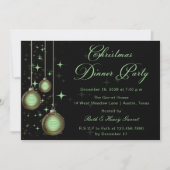 クリスマスオーナメントグリーン金ゴールドクリスマスパーティー 招待状 (正面)