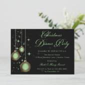 クリスマスオーナメントグリーン金ゴールドクリスマスパーティー 招待状 (スタンド正面)