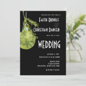 クリスマスオーナメントグリーン モダンウェディング 案内状 (スタンド正面)