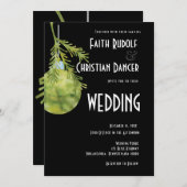 クリスマスオーナメントグリーン モダンウェディング 案内状 (正面/裏面)