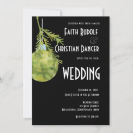 クリスマスオーナメントグリーン モダンウェディング 案内状