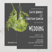 クリスマスオーナメントグリーン モダンウェディング 案内状 (正面/裏面)