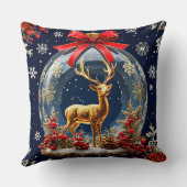 クリスマスオーナメントグローブ内のゴールデントナカイ クッション (裏面)