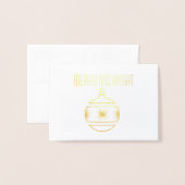 クリスマスオーナメントゴールドフォイルホリデーカード 箔カード (封筒付き正面)