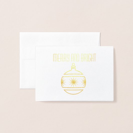 クリスマスオーナメントゴールドフォイルホリデーカード 箔カード (封筒付き正面)