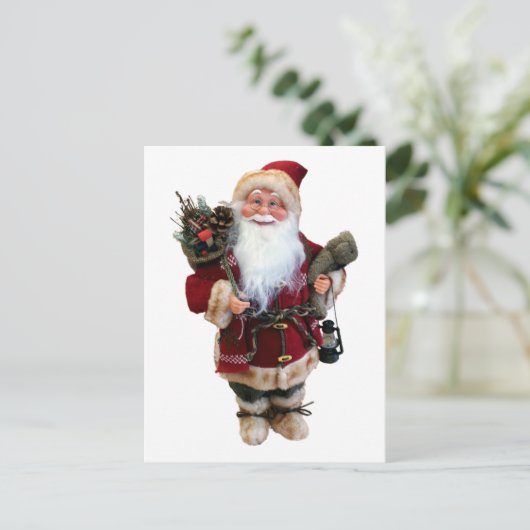 クリスマスオーナメントサンタクロース人形 ポストカード (スタンド正面)