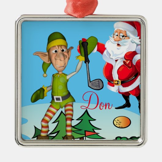 クリスマスオーナメントサンタゴルフ メタルオーナメント (正面)