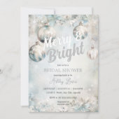 クリスマスオーナメントシルバーオーナメントブライダルシャワー 招待状 (正面)