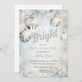 クリスマスオーナメントシルバーオーナメントブライダルシャワー 招待状 (正面/裏面)