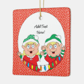 クリスマスオーナメントスクエアパーソナライズ セラミックオーナメント (左)