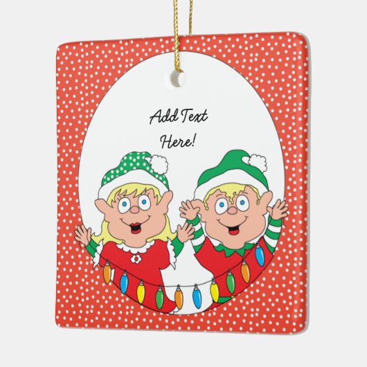 クリスマスオーナメントスクエアパーソナライズ セラミックオーナメント (左)