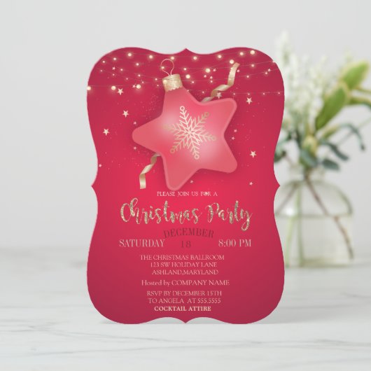 クリスマスオーナメントスターカンパニーパーティの招待状 招待状 (スタンド正面)